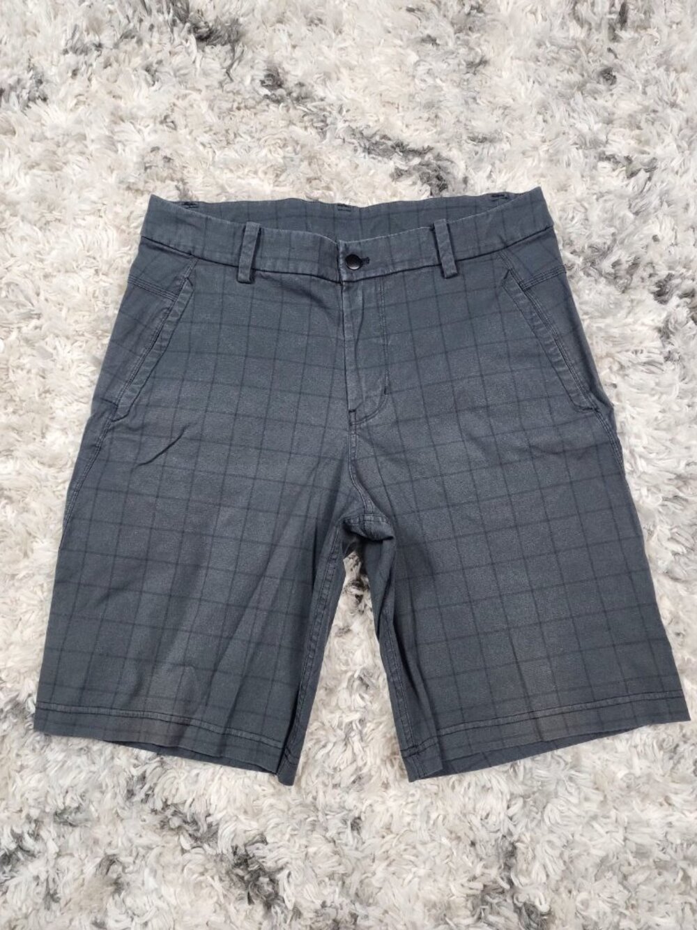 Lululemon Shorts Mens Size 36 Plaid Check 10 Inch Chino Twill Woven Gray